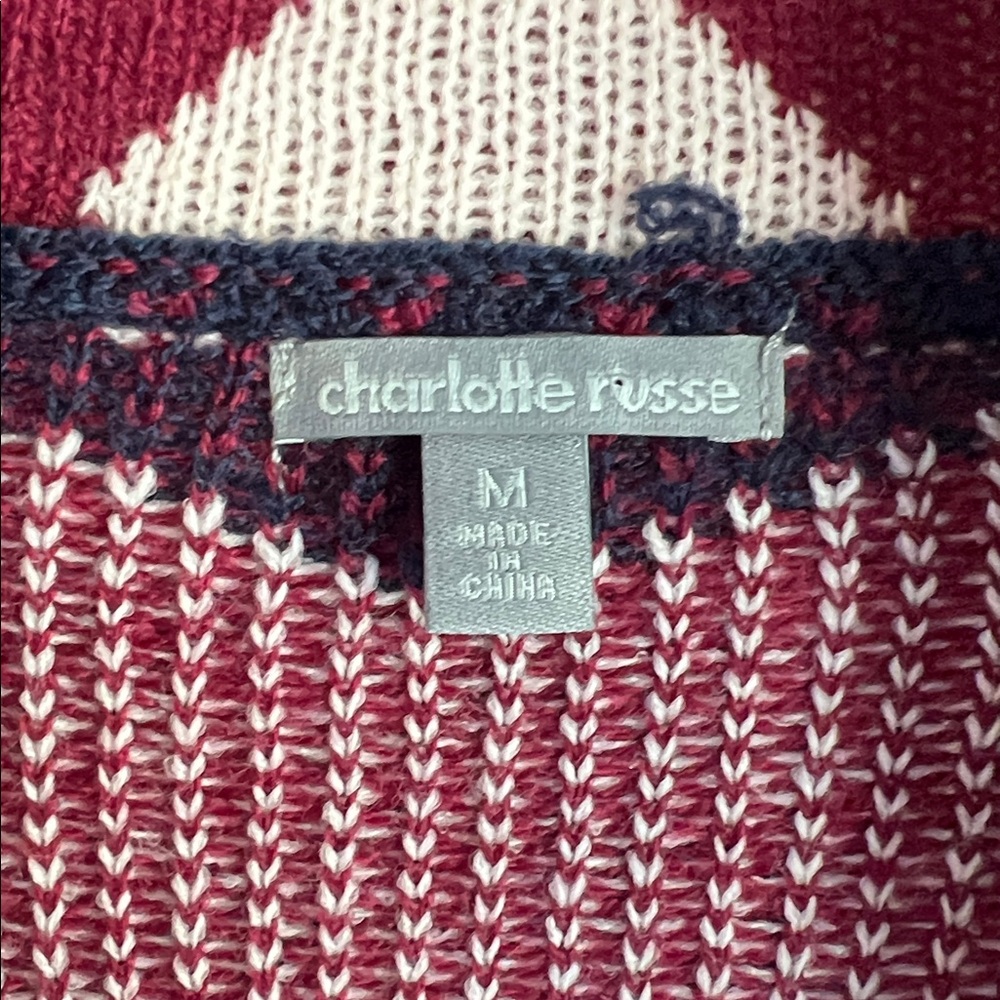 Charlotte Russe‎ Red and Navy Knit Sweater - Picture 5 of 9